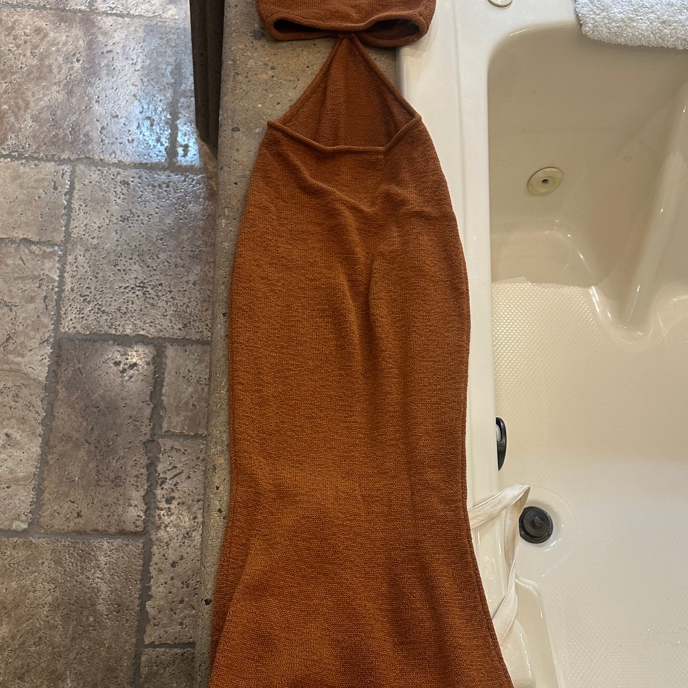 cult gaia Rust Brown Backless Knitted Maxi Dress - Picture 10 of 11